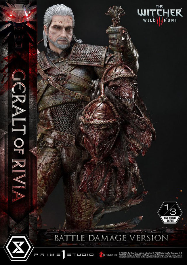 Geralt von Rivia Battle Damage Version 1/3 Witcher 3 Wild Hunt Video Game Statue 88cm Prime 1 Studio