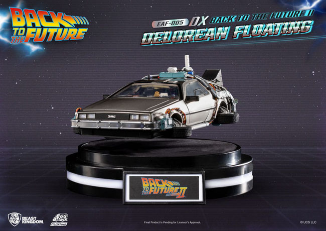 DeLorean Deluxe Version heo EU Exclusive 1/20 Back to the Future Egg Attack Floating Time Machine Statue Back to the Future II 20cm Beast Kingdom Toys