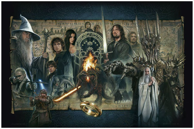 The Fellowship of the Ring 61 x 91cm Herr der Ringe Giclee Kunstdruck Large VanderStelt Studio 