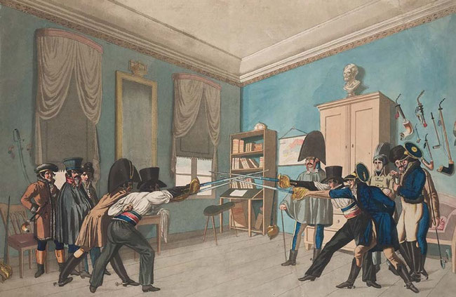 Ein Aquarell einer Göttinger Mensur aus dem Jahr 1808