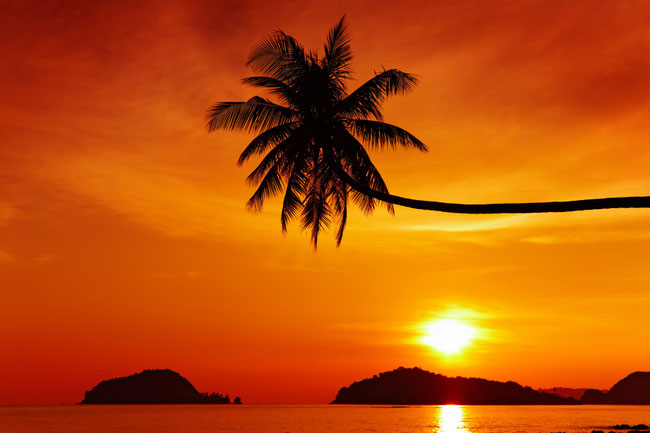 Sundown at the Beach on Koh Kood near Koh Chang in Thailand