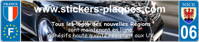  stickers plaques immatriculation voitures toutes régions de france