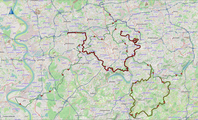 Bezirkswanderwege Untere Ruhr mit Berührung des Bochumer Stadtgebiet