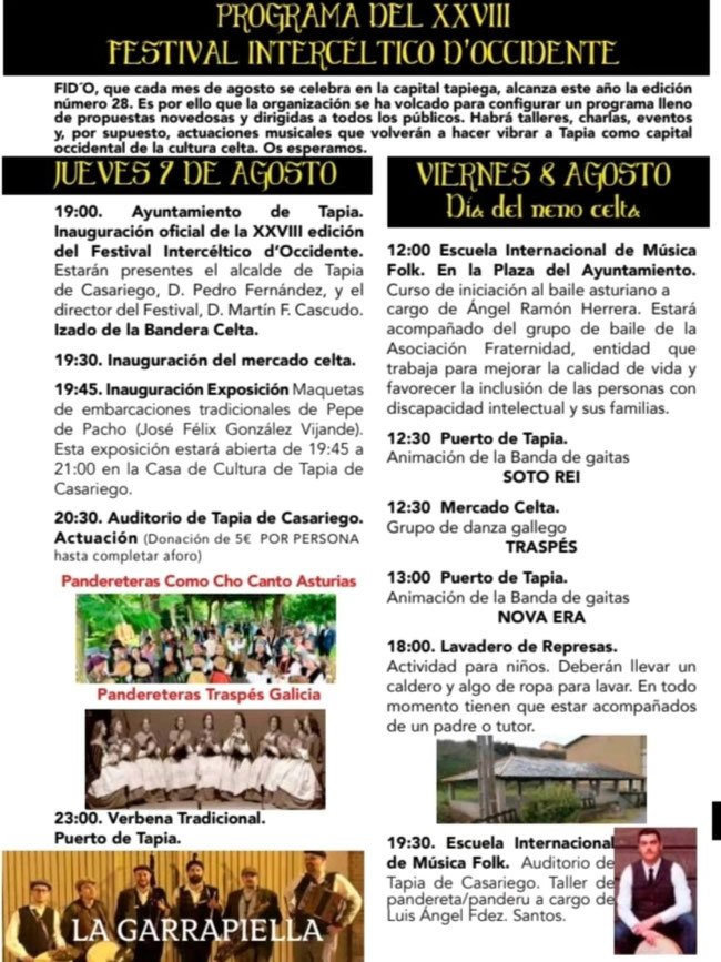 Programa del Festival Interceltico de Tapia de Casariego