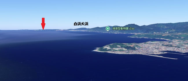 稲取港の沖から下田方面を見た風景
