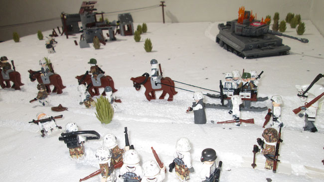 diorama ww2 chevaux et soldats allemands minifgs custom briques de construction