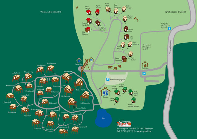 Erlebnispark Tripsdrill Cleebronn Baden Württemberg Freizeitpark Themepark Wildpark Attraktionen Fahrgeschäfte Park Plan Parkplan Map Guide Anfahrt Adresse Achterbahn 