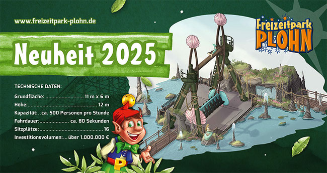 Neuheit 2025 Wild Swing Plohn Freizeitpark Tthemepark Sachsen Attraktionen Fahrgeschäfte Achterbahn Dynamite Info News Lengenfeld Adresse Preise Event Park Plan Map Guide