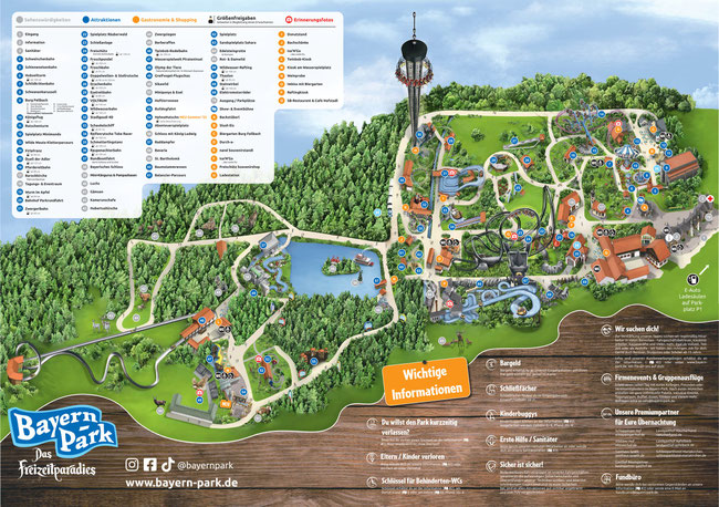 Bayern Park Freizeitpark Themepark Attraktionen Achterbahn Info Map Guide Park Plan Freizeitparadies Reisbach