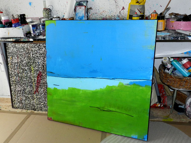grün blaues Landschaftsbild