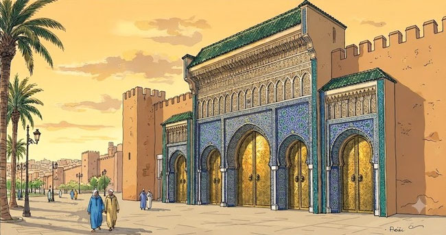 le-palais-royal-de-fes-dictee-cm1-cm2-vue-de-facade