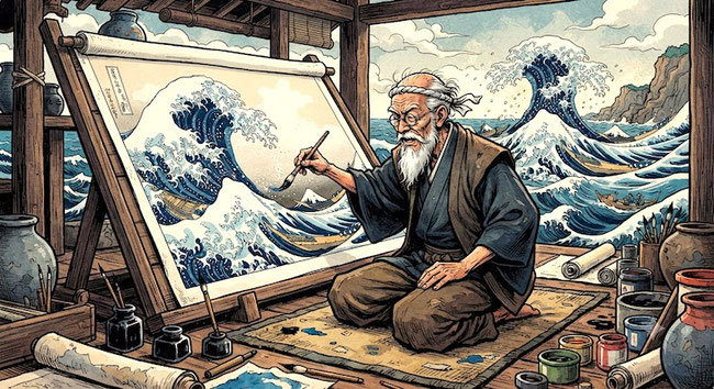 la-vague-hokusai-dictee-cm1-cm2-le-peintre