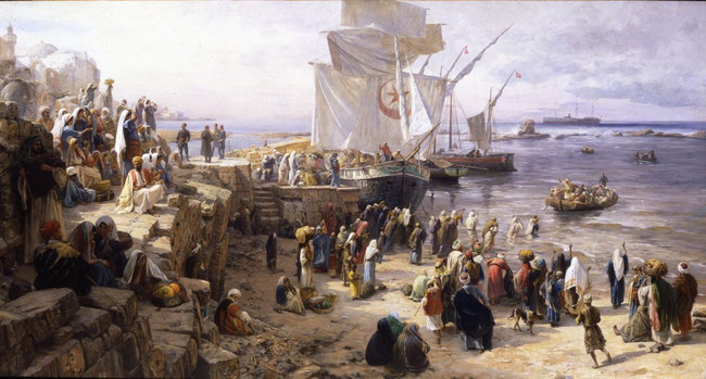 Jaffa, Recruiting of Turkish Soldiers in Palestine. Gustav Bauernfiend 1888