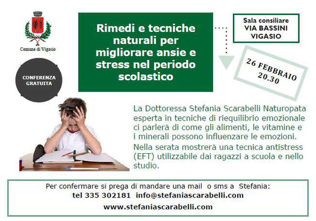 Rimedi e tecniche naturali per ansie e stress nel periodo scolastico con Stefania Scarabelli