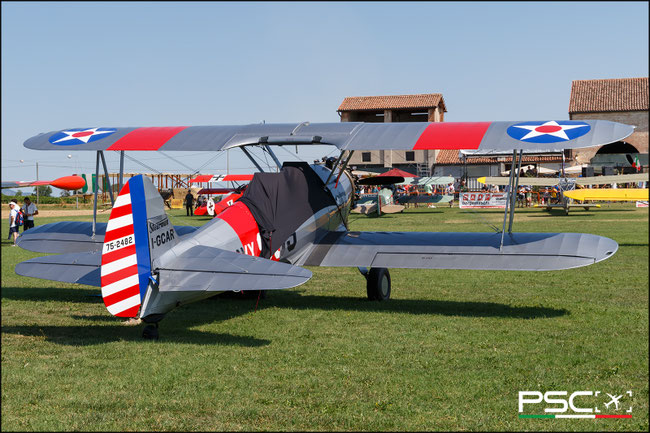 I-GCAR  Boeing A75N1 Stearman · Serial #: 75-2482 @ Bagnoli FlyParty 06 2025 © Piti Spotter Club Verona