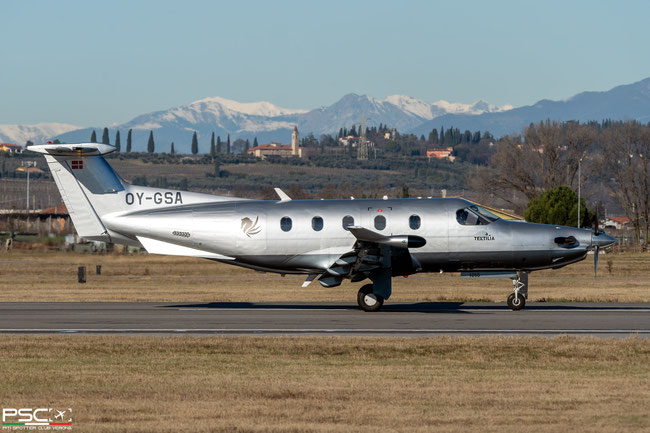 OY-GSA PC-12/47E 1065 Flexflight URL @ Aeroporto di Verona 01 2024 © Piti Spotter Club Verona