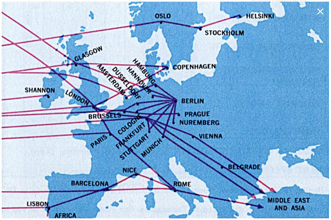 Le prime rotte PAN AM in Europa e i collegamenti con gli Stati Uniti.