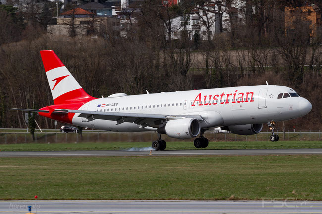OE-LBS A320-214 1189 Austrian Airlines @ Innsbruck 03.2024 © Piti Spotter Club Verona