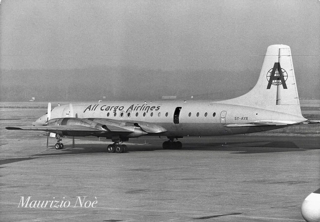 5Y-AYR Bristol 175 Britannia 307F 12920  Bristol Proteus  All Cargo Airlines 1958 @ Milano Malpensa © collezione Maurizio Noè - Piti Spotter Club Verona