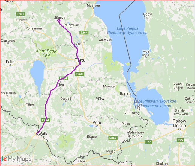 E7 JÖGEVA ESTLAND - VALGA WALK ESTLAND/LETTLAND 150 KM