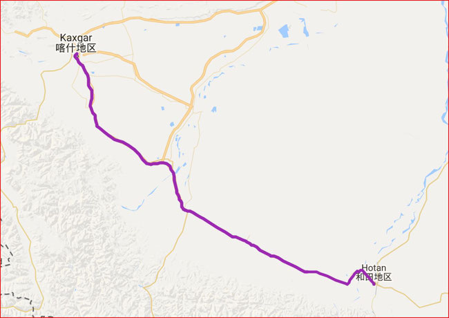 e73 HOTAN - KASHGAR  500 KM