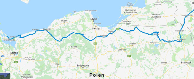 Polen Nord bis Schweinemünde Grenze zu Deutschland