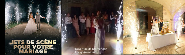 artifice de scène pour ouverture de bal et pièce montée dans le Beaujolais