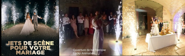 jets de scènes pyrotechniques pour l'ouverture de bal et la pièce montée de votre mariage à Lyon, Drôme, Ardèche,