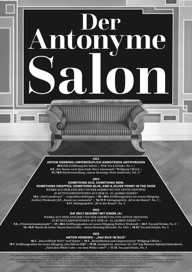 Poster mit allen bisherigen Veranstaltungen und Beteiligten des Antonymen Salons