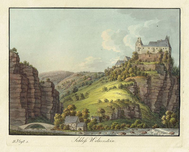 Schloss Wolkenstein, um 1800 (Christian Johannes Oldendorp)