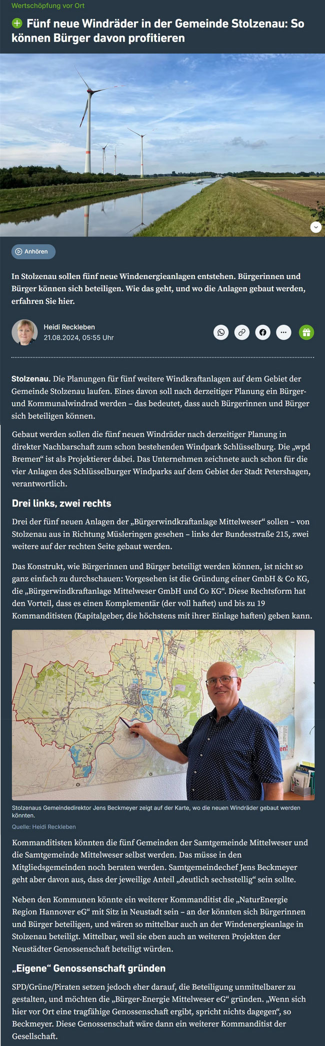 Zeitungsartikel "Die Harke" vom 21.08.2024