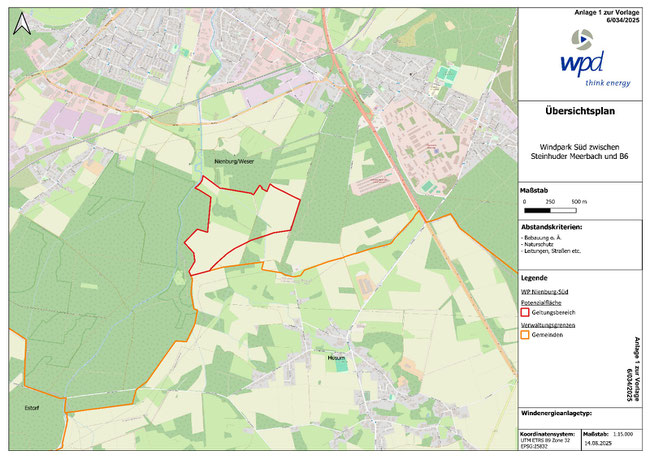 Lageplan Windpark Stadt Nienburg