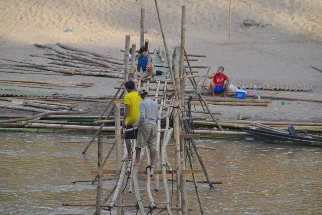 Luang Prabang, Brücke, Bambus, Bambusbrücke