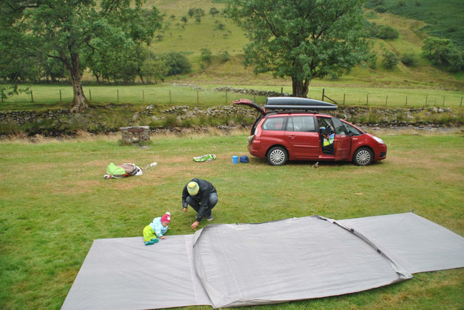 Camping, Wales, Dachbox, Citroen Grand Picasso