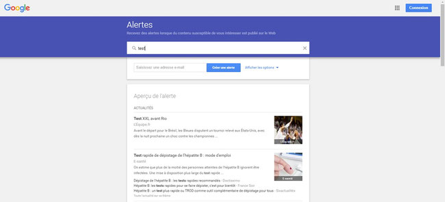 page test google alerte pour le blog internet des TPE d'E-cime.fr