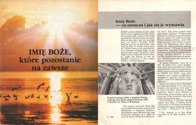Imię Boże, które pozostanie na zawsze. Watchtower (Strażnica) Bible And Tract Society Of New York, INC.