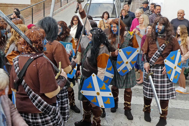 Woad-masked Picts in kilts