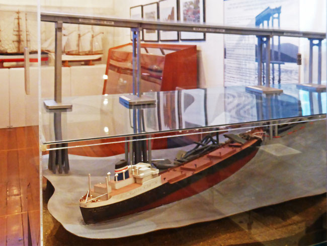 TheMV Lake Illawarra model in the Hobart Maritime Museum