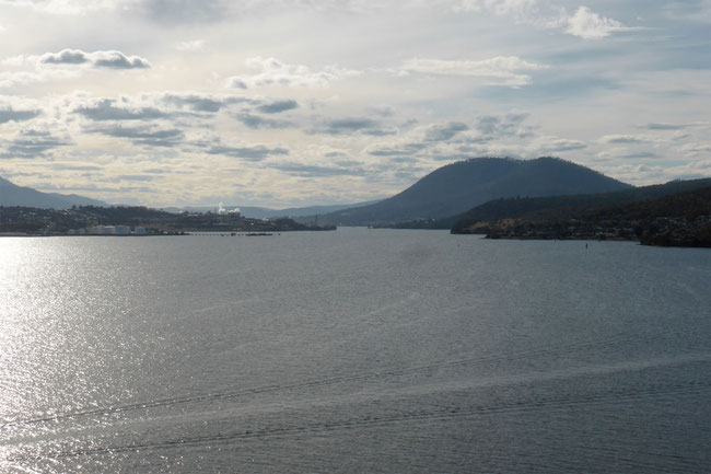 Looking upstream along the Derwent River