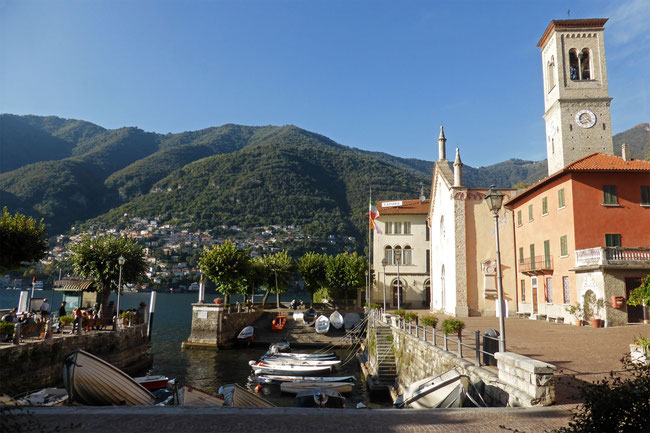 Torno’s little harbour on Lake Como in Northern Italy