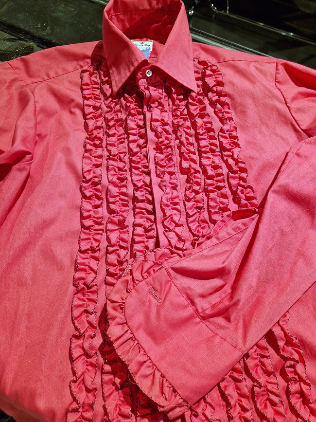 AUTHENTIC 1970s mens ruffle shirt, pink