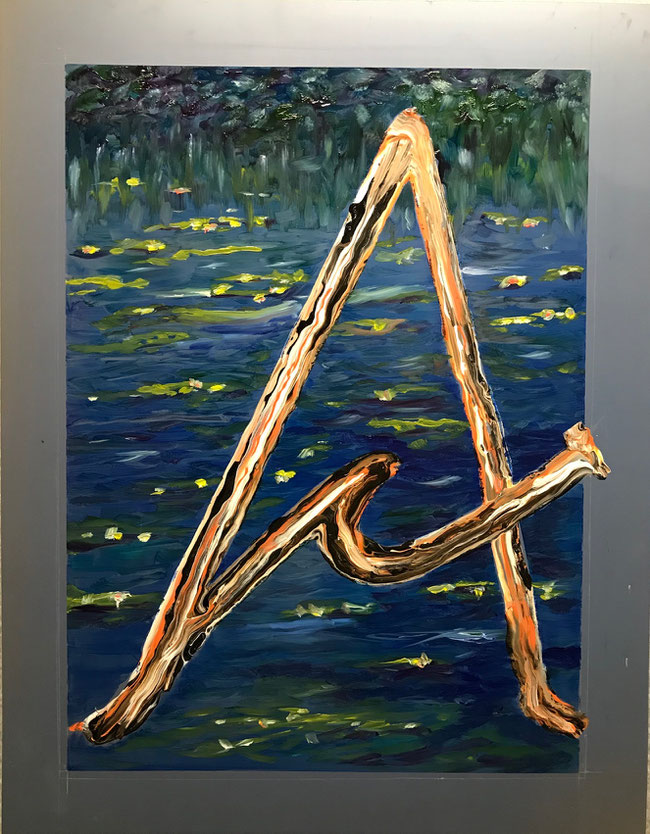 Nude on a lake, oil on Al-sheet, 70 x 55 cm, 2020, 32