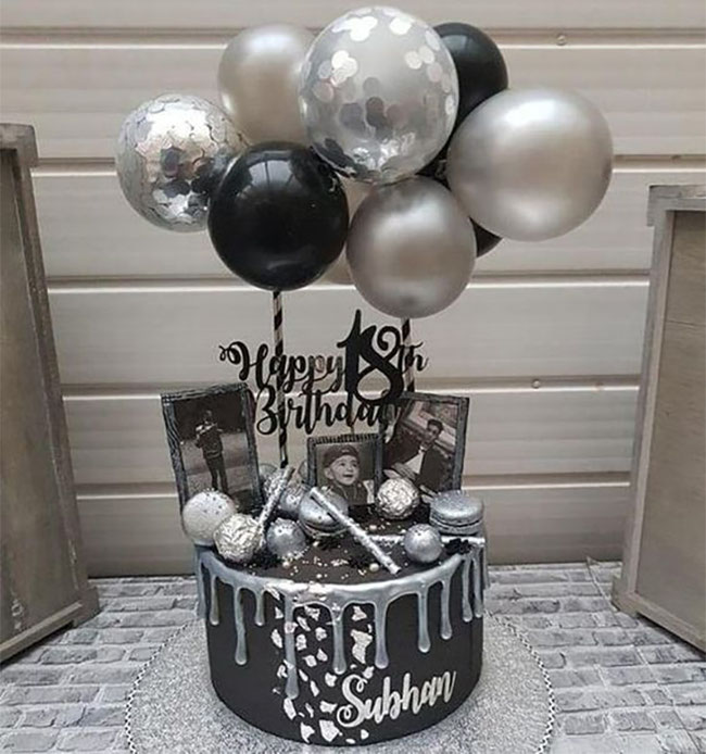 pastel de cumpleaños blanco y negro para hombre