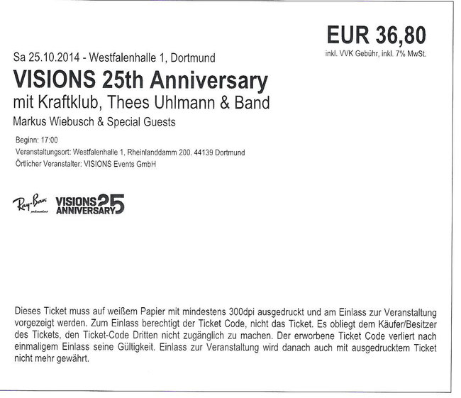 Nr.176 - 25.10.2014 - 25 Jahre Visions - Westfalenhalle, Dortmund