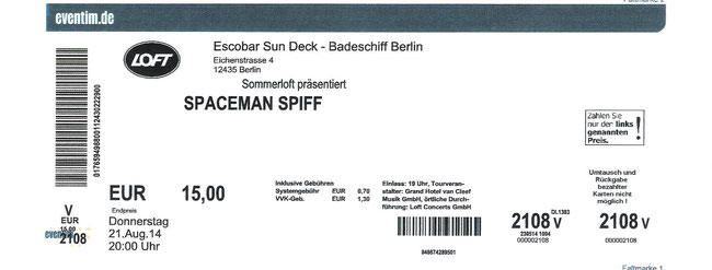 Nr.166 - 21.08.2014 - Spaceman Spiff - Escobar Sun Deck, Berlin