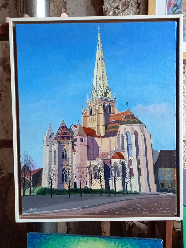Cathédrale St Lazare, Autun. Acrylique sur toile, 55 x 46 cm. Disponible. 700€.
