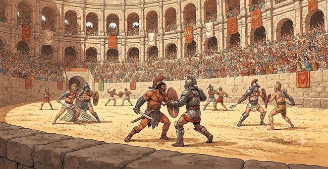 amphitheatre-de-nimes-dictee-cm1-cm2-gladiateurs