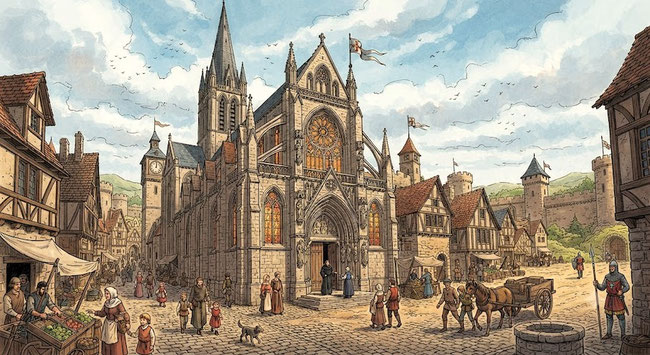 le-role-de-l-eglise-au-moyen-age-cm1-vue-bourg