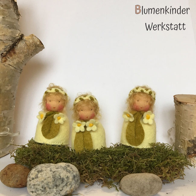 Blumenkinderwerkstatt Himmelschlüsselchen drei kleine Kegelpuppen