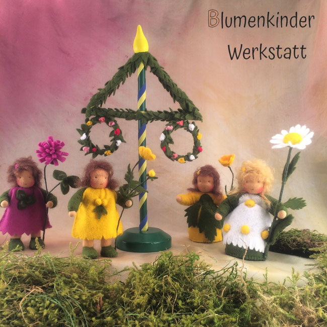 Blumenkinderwerkstatt hier wird gefeiert unterm Mittsommerbaum Rotklee Butterblumen Margeriten